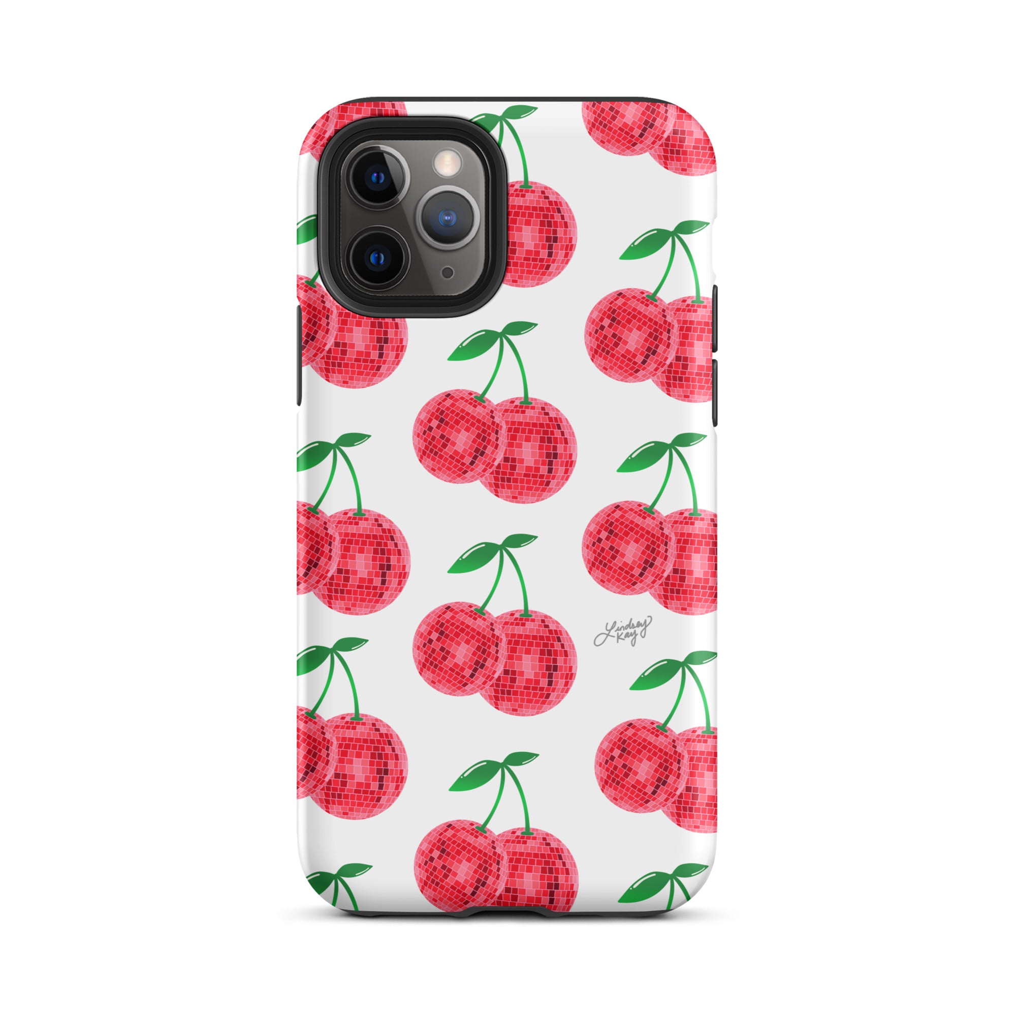 Patrón de cerezas disco rojas - Funda resistente para iPhone®
